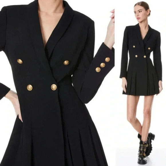 Alice + Olivia Kyrie Tuxedo Dress Black Size 12 - Picture 3 of 11